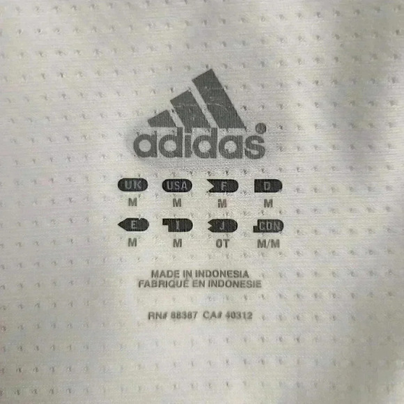 Adidas Climalite White Tee Top Yellow Three Stripe Logo Activewear Medium - Picture 10 of 14